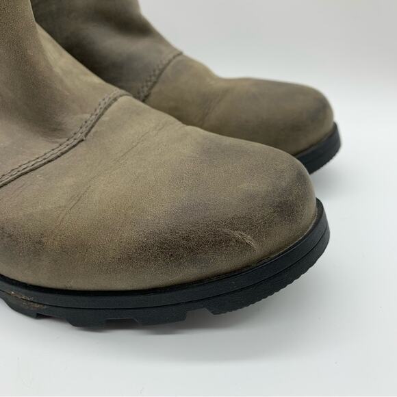 Sorel Emelie Chelsea Waterproof Leather Boots In Quarry Olive/Grey Sz 6.5 Winter - Picture 4 of 11